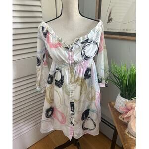 Walter Dress Womens 4 Off Shoulder Abstract Artsy Dainty Mini Feminine Spring